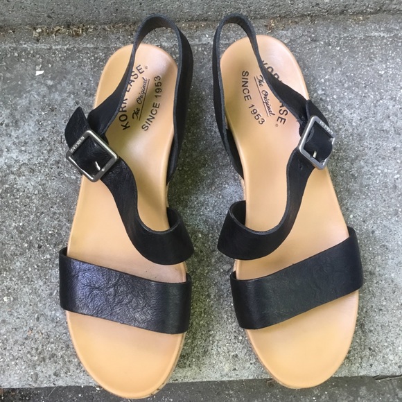 KorkEase Shoes Kork Ease Minihan 2 Black Wedge Cork And Leather